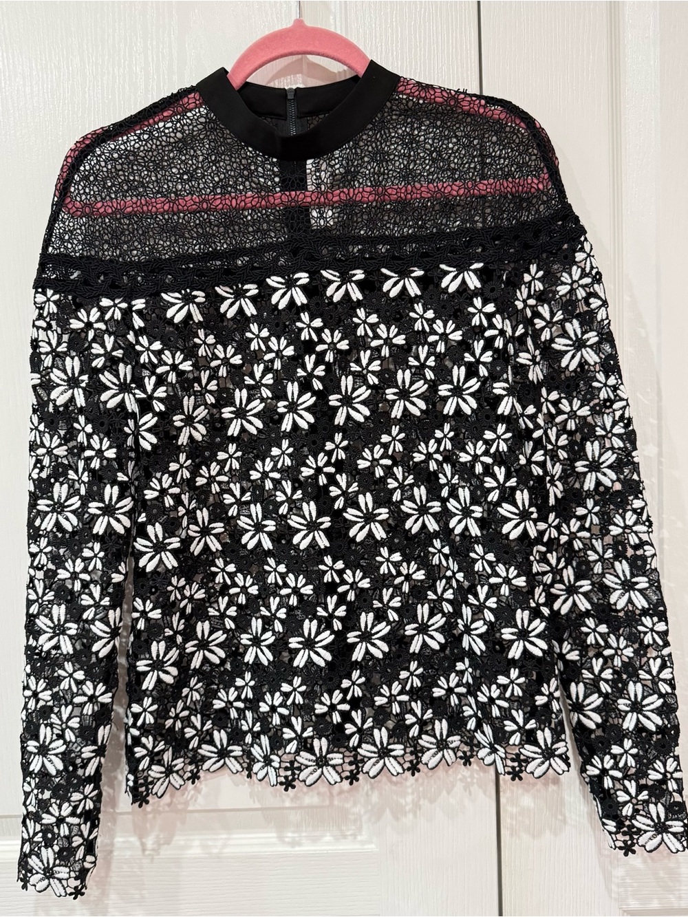 Self-Portrait Black and White Floral Embroidered Blouse